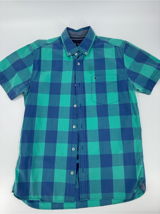Tommy Hilfiger Other - Tommy Hilfiger Men's Blue & Teal Check Short-Sleeve Button-Down Shirt Size M